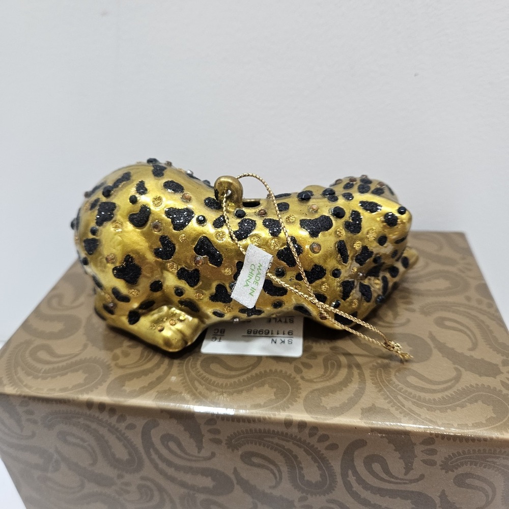 Vintage 2003 Home For The Holidayd Jeweled Collection Gold Cheetah Ornament - Picture 5 of 16